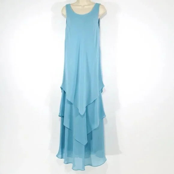 VTG Ursula of Switzerland 2 Pc Gown /Crystal Jacket Sz 12 Flowy Chiffon Wedding - Picture 9 of 14